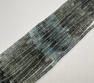 Moss Aquamarine facetted roundel 4mm