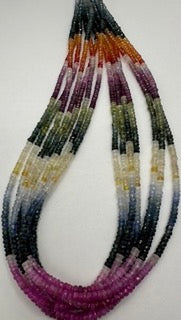 Multi sapphire facetted roundel 4mm