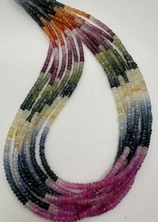 Multi sapphire facetted roundel 4mm