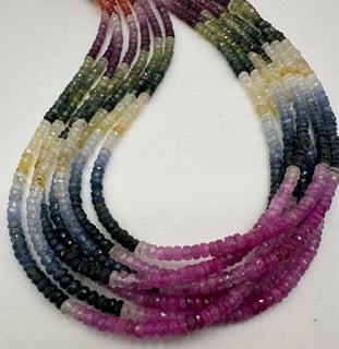 Multi sapphire facetted roundel 4mm