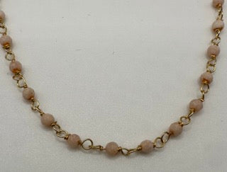 Pink Opal facetted round 3mm 14k gold plated wire wrapping chain sell by 25 feet