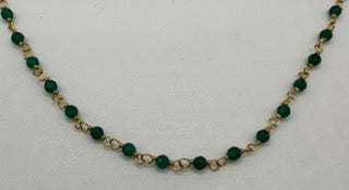 Green onyx facetted round 3mm 14k gold plated wire wrapping chain sell by 25 feet