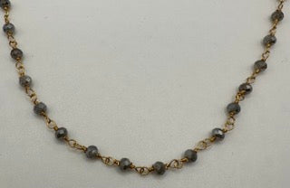 Coated labradorite facetted round 3mm 14k gold plated wire wrapping chain sell by 25 feet