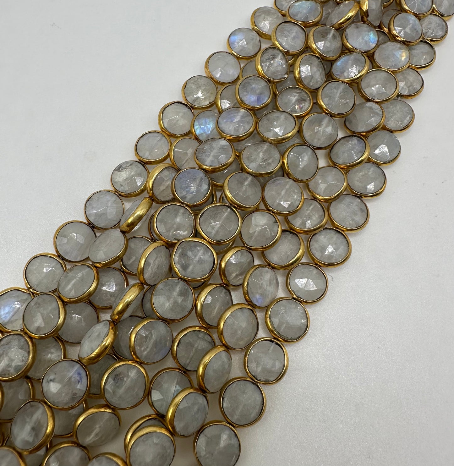 Rainbow moonstone coin