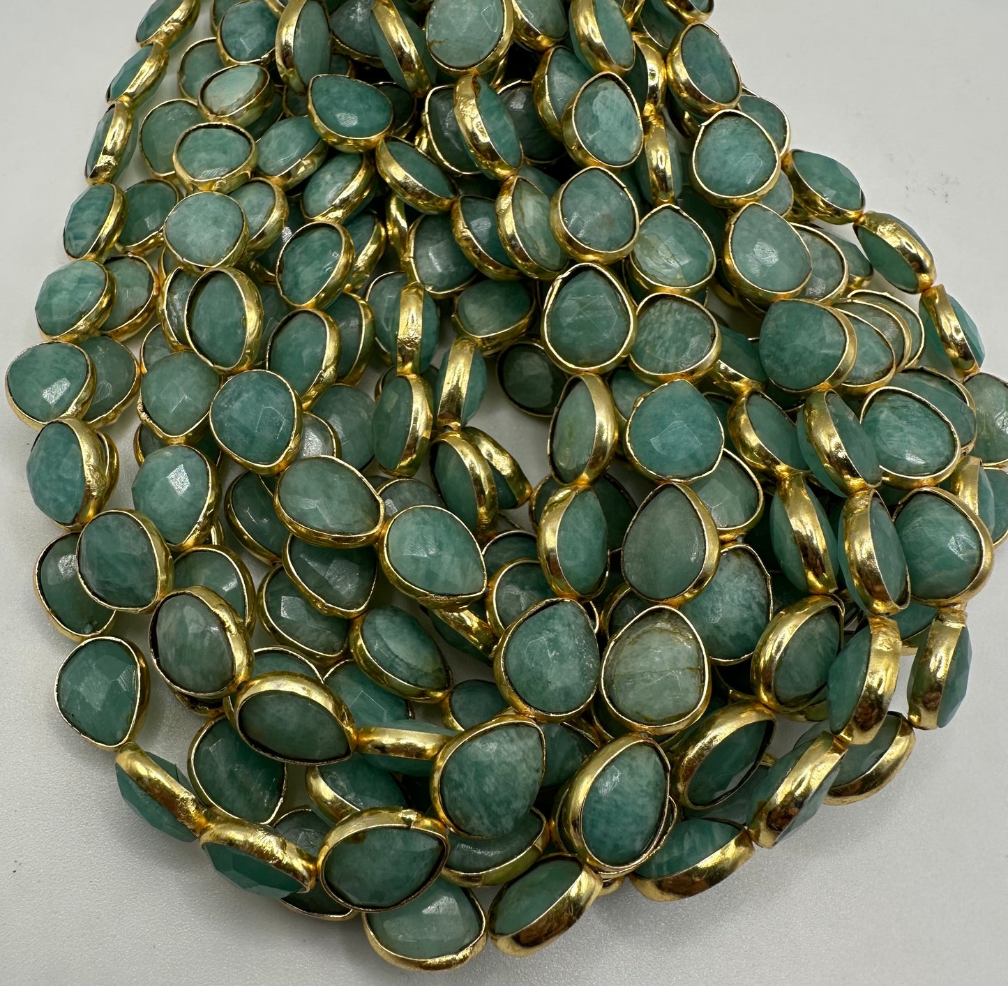 Amazonite facetetd pear bezel 6x8mm