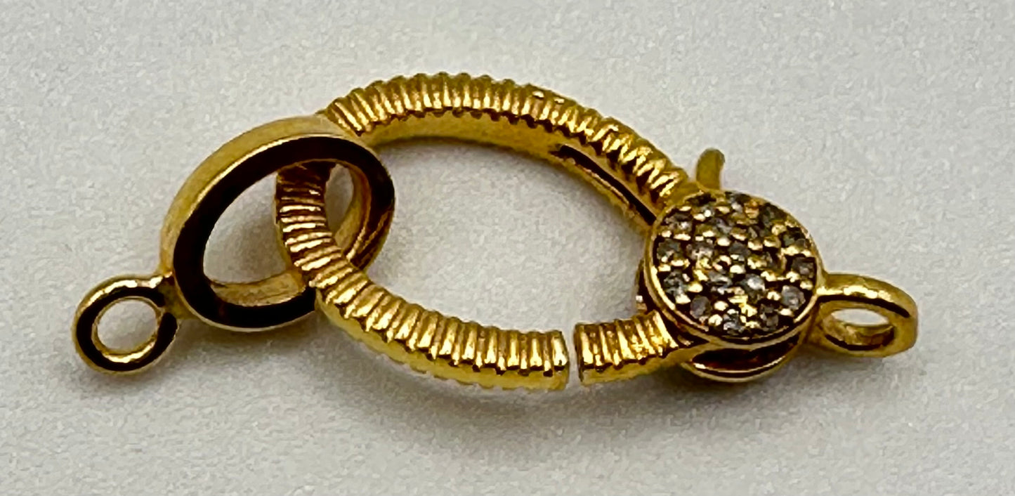 sterling silver 18k gold plated clasp pave diamond clasp