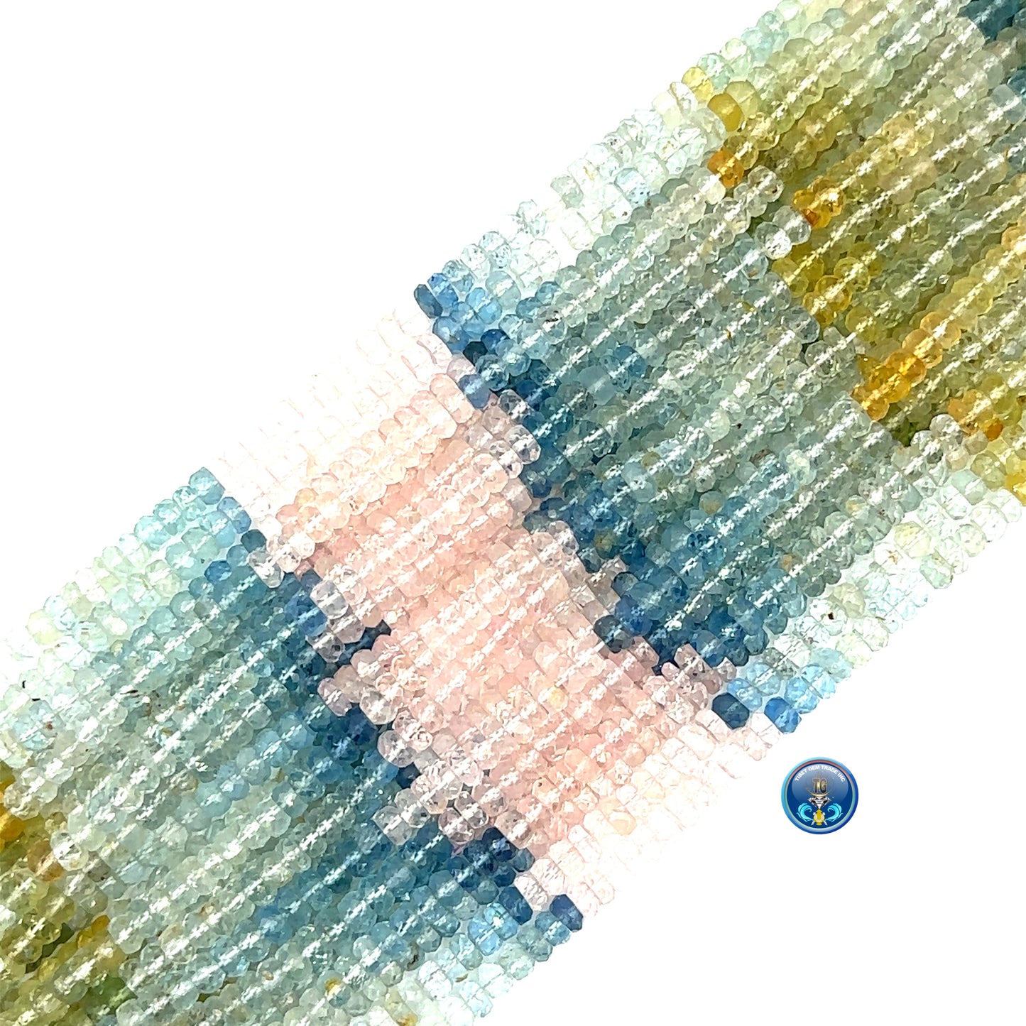 Aquamarine multi faceted Roundel