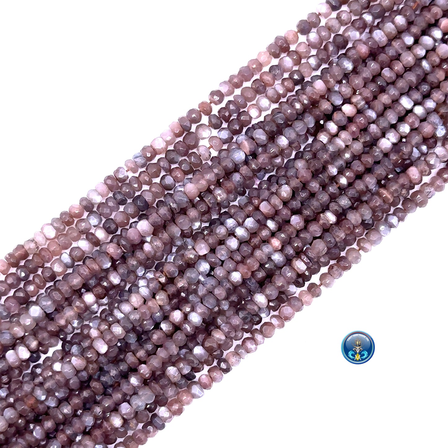 chocolate Moonstone facetted roundel