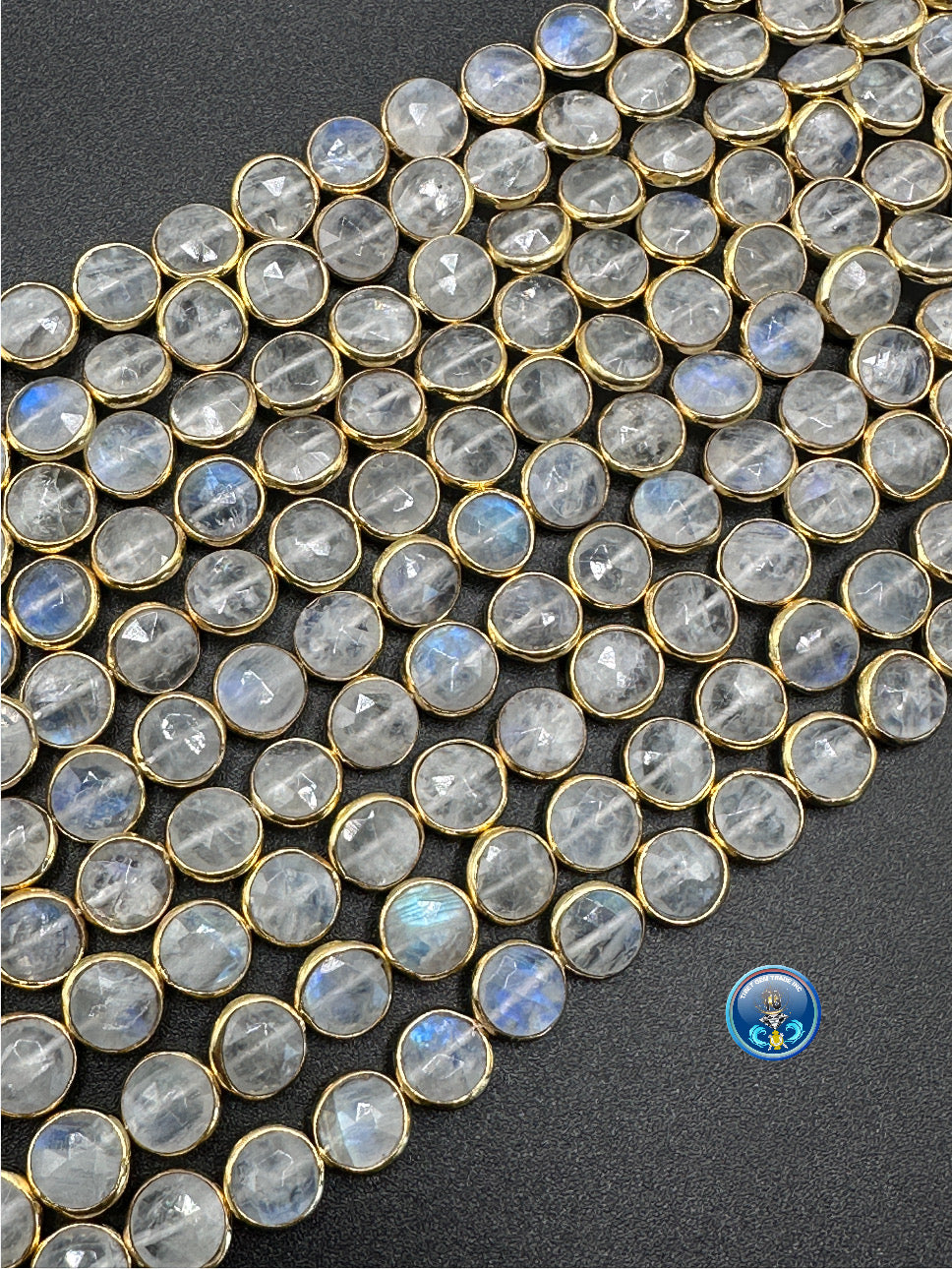 Rainbow moonstone coin