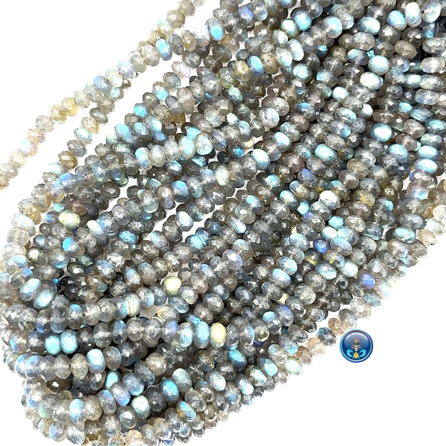 Labradorite faceted roundel