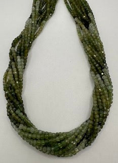 Green tourmaline facetted cube 3mm