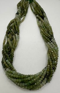 Green tourmaline facetted cube 3mm
