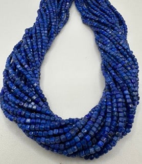Lapis lazuli  facetted cube 3mm