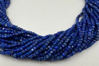 Lapis lazuli  facetted cube 3mm