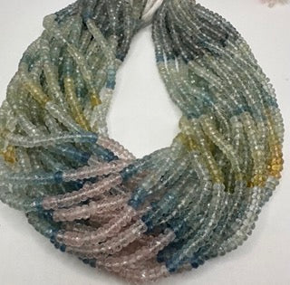 Aquamarine multi color facetted round 4mm
