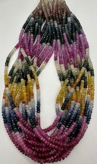 Multi sapphire facetted roundel 4mm