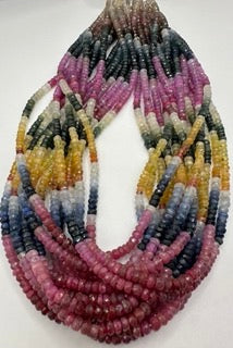 Multi sapphire facetted roundel 4mm