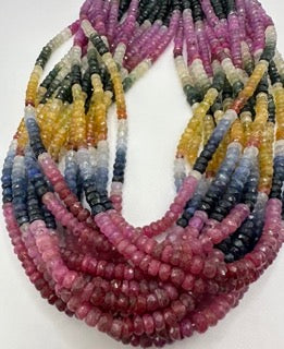 Multi sapphire facetted roundel 4mm