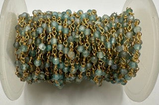 Apatite facetted round 3mm 14k gold plated wire wrapping chain sell by 25 feet