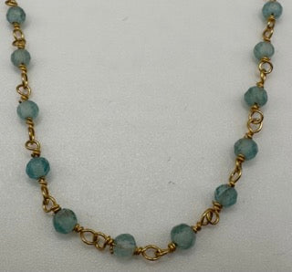 Apatite facetted round 3mm 14k gold plated wire wrapping chain sell by 25 feet