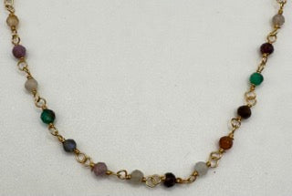 multi stone facetted round 3mm 14k gold plated wire wrapping chain sell by 25 feet