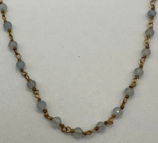 Aquamrine facetted round 3mm 14k gold plated wire wrapping chain sell by 25 feet