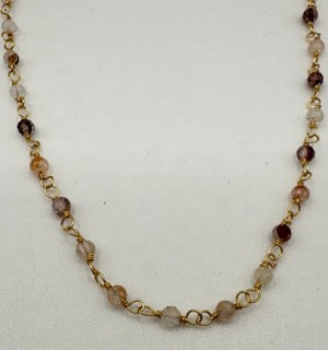 Rutilated quartz facetted round 3mm 14k gold plated wire wrapping chain sell by 25 feet