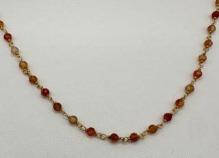 Carnelian facetted round 3mm 14k gold plated wire wrapping chain sell by 25 feet