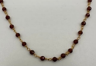 Garnet facetted round 3mm 14k gold plated wire wrapping chain sell by 25 feet