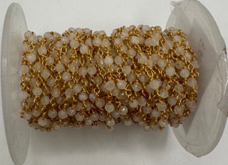 Moonstone facetted round 3mm 14k gold plated wire wrapping chain sell by 25 feet