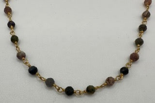 Tourmaline facetted round 3mm 14k gold plated wire wrapping chain sell by 25 feet