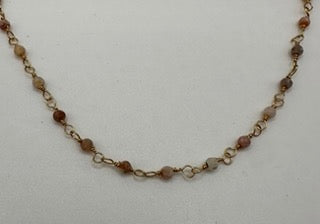 pink Opal facetted round 3mm 14k gold plated wire wrapping chain sell by 25 feet