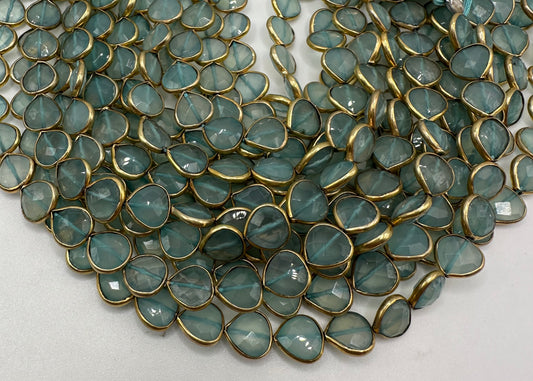 Aqua chalcedony facetted heart