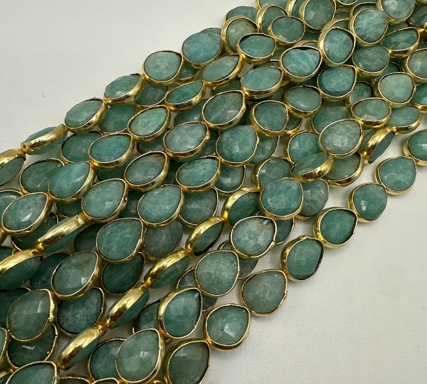 Amazonite  facetetd pear bezel 6x8mm