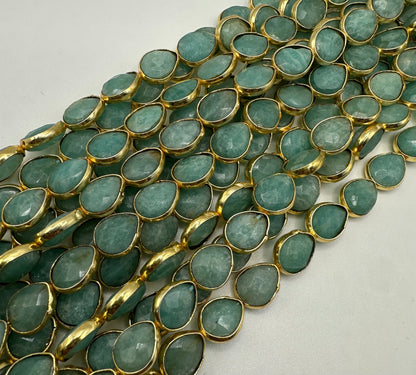 Amazonite  facetetd pear bezel 6x8mm