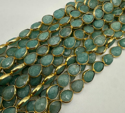 Amazonite  facetetd pear bezel 6x8mm