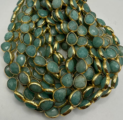 Amazonite  facetetd pear bezel 6x8mm