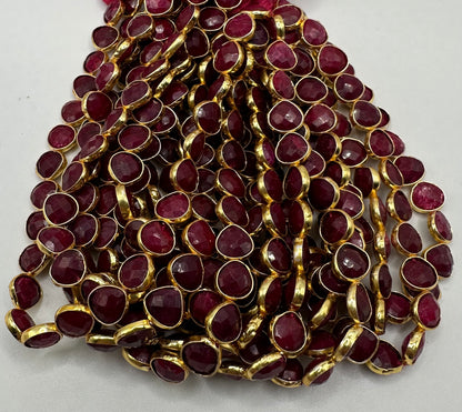 Ruby facetted heart 7mm bezel.