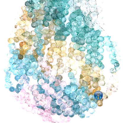 Multi Aquamarine facetted Teardrop