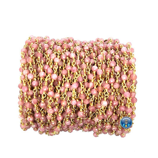 Pink Tourmaline 3mm chain