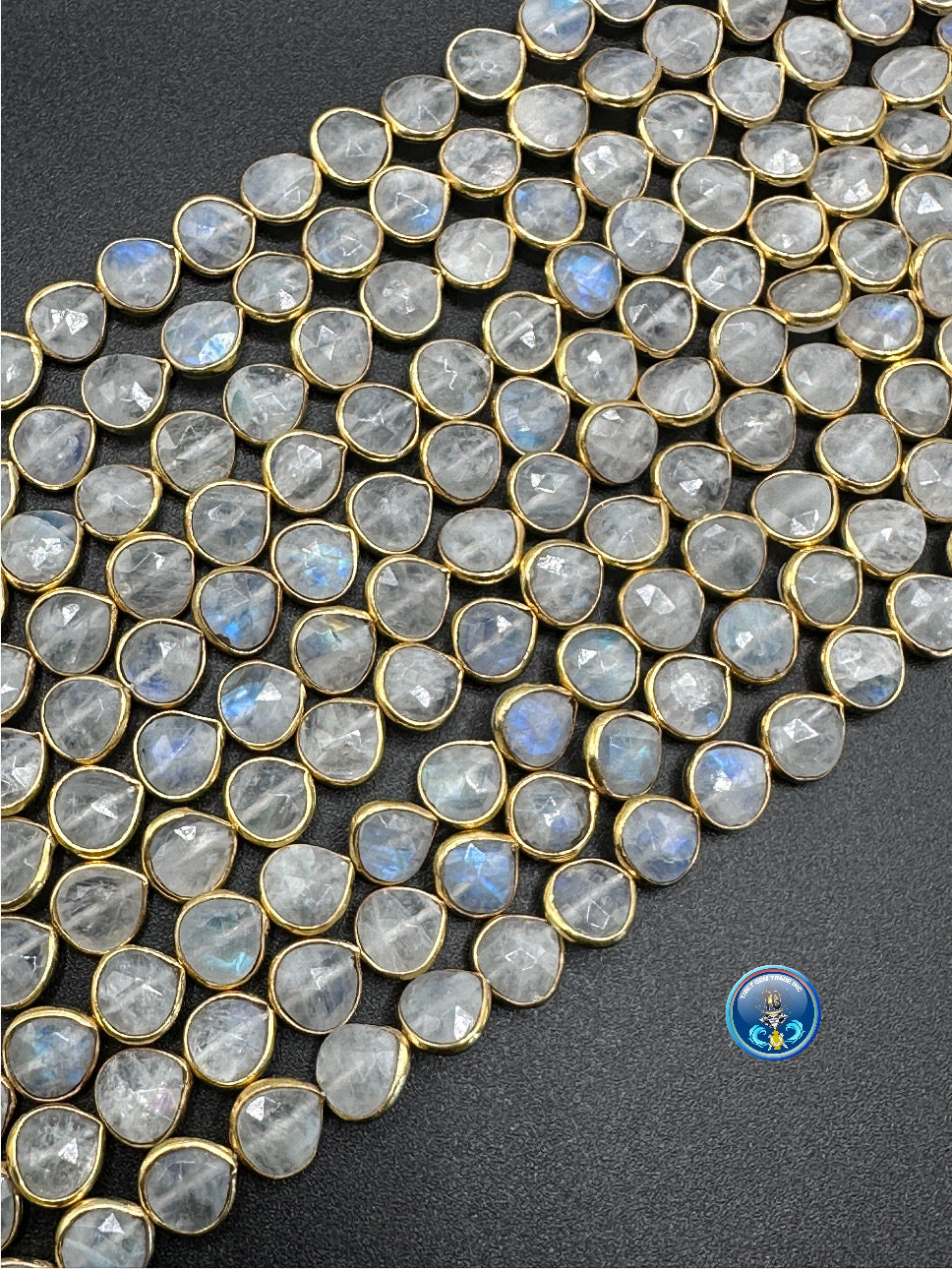 Rainbow moonstone faceted heart