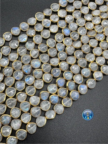 Rainbow moonstone faceted heart