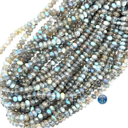Labradorite faceted roundel