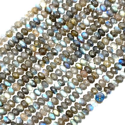 Labradorite faceted roundel